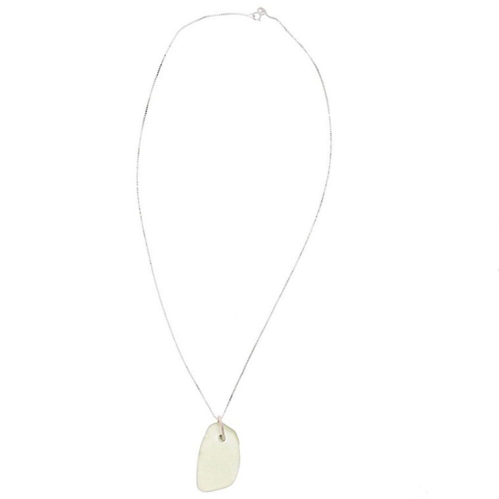 Green sea glass pendant necklace